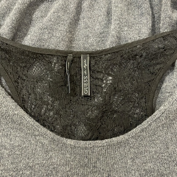 Guess dark gray tunic sweater w scoop neck and black lace back - Picture 10 of 10